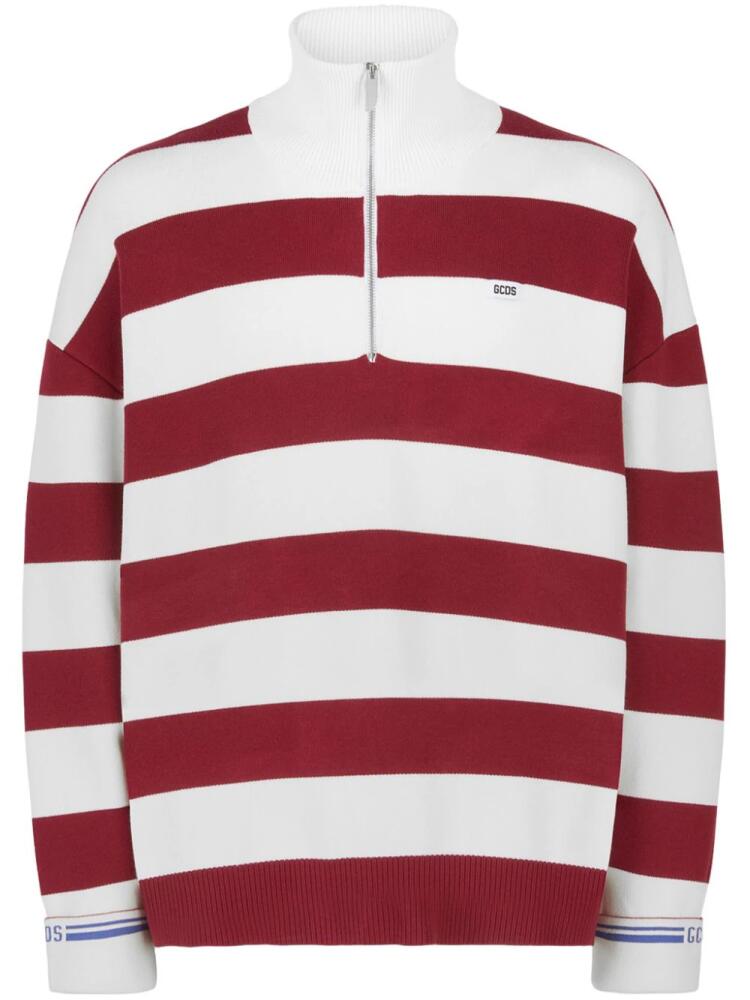 GCDS striped half-zip sweatshirt - Red Cover