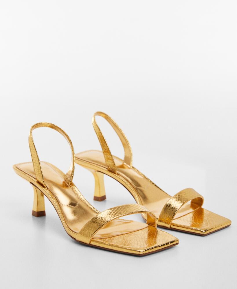 Mango Women's Metallic Snake Sandals - Gold Cover