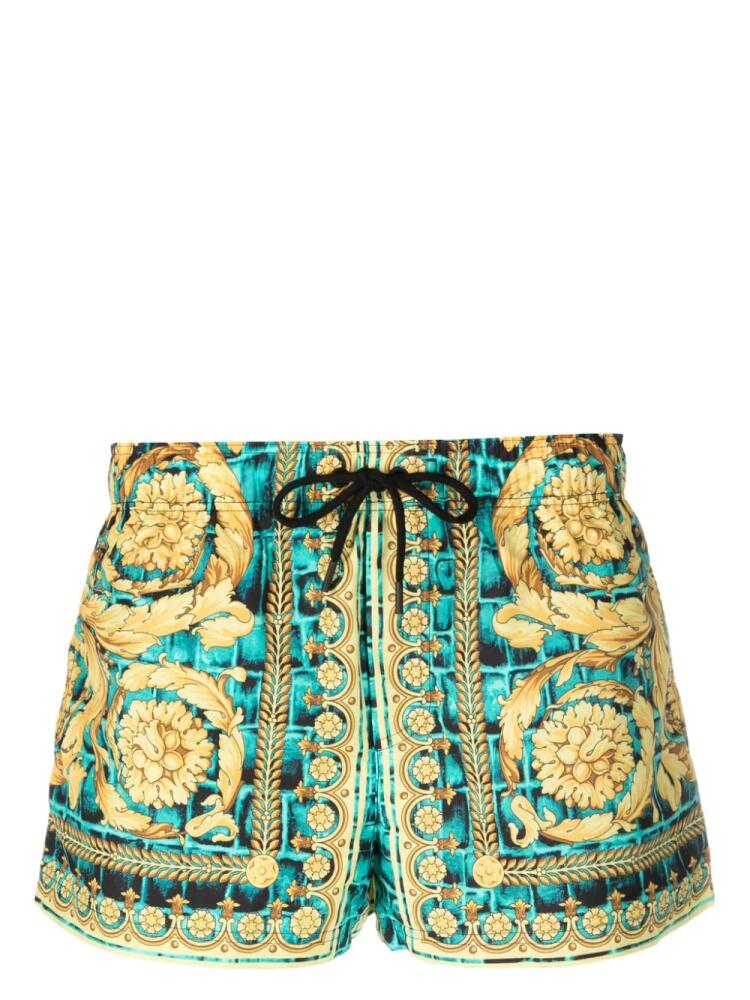 Versace Baroccodile-print swim shorts - Green Cover