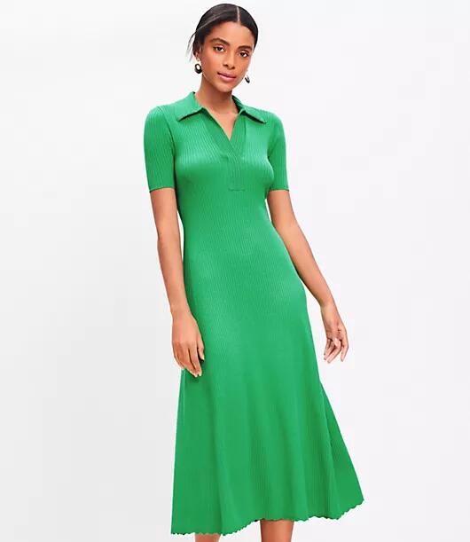 Loft Petite Ribbed Collared Midi Sweater Dress Cover