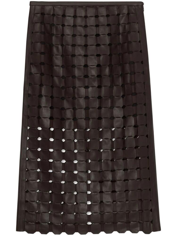 St. John interwoven leather midi skirt - Brown Cover