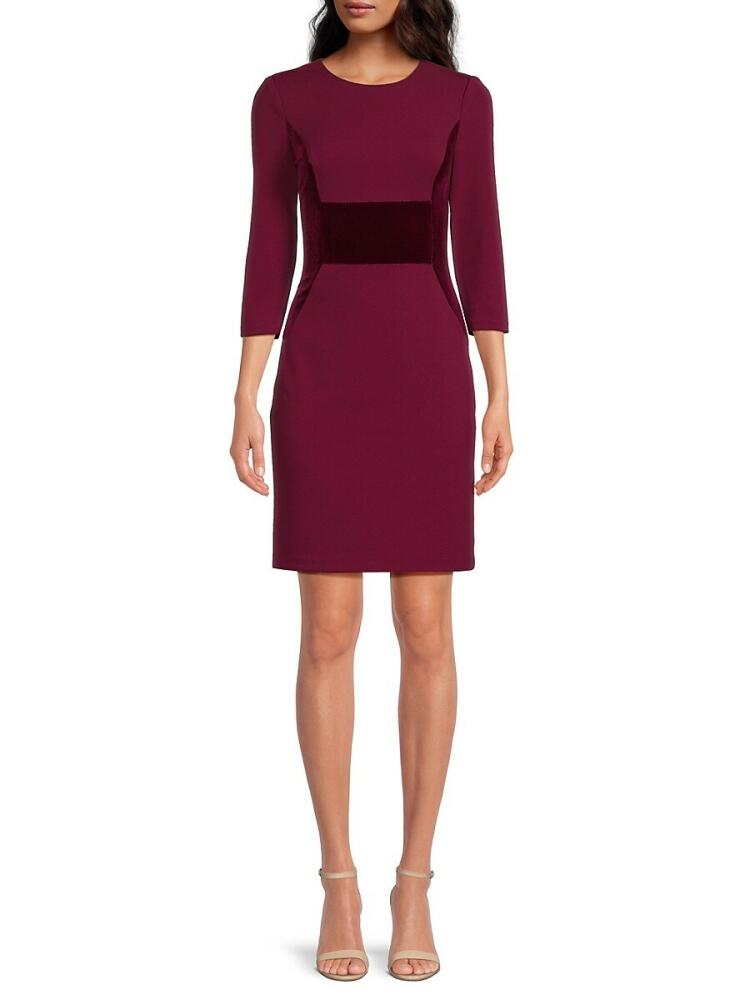 Vince Camuto Women's Velvet Trim Mini Dress - Wine Cover