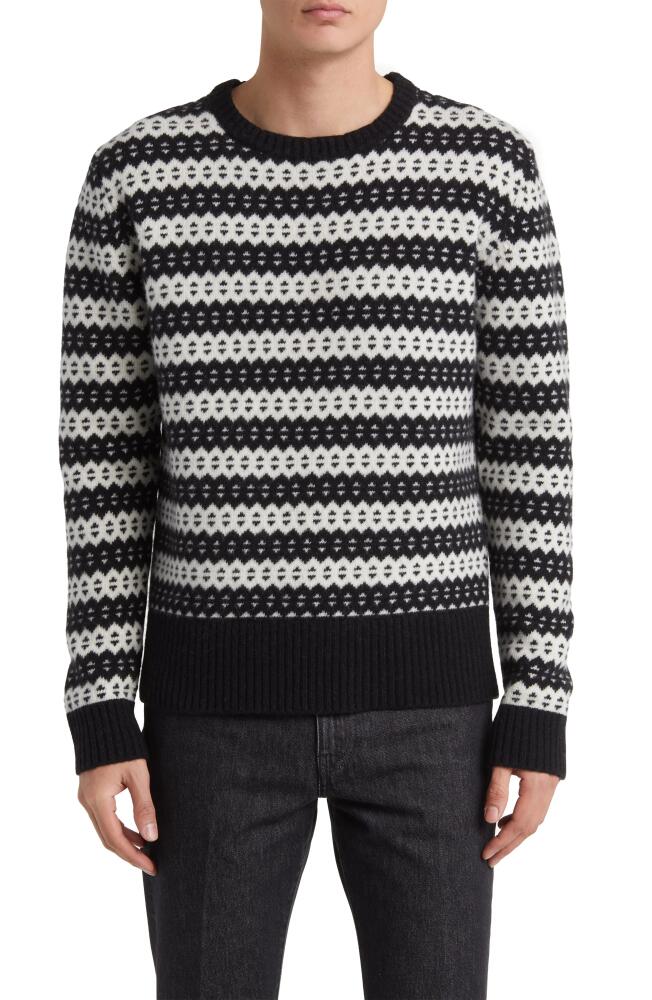 BLK DNM Zigzag Stripe Wool Crewneck Sweater in Black Jaquard Cover