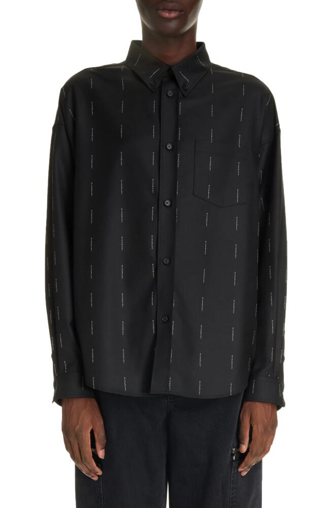 Givenchy Logo Wool Button-Down Shirt in Black Cover