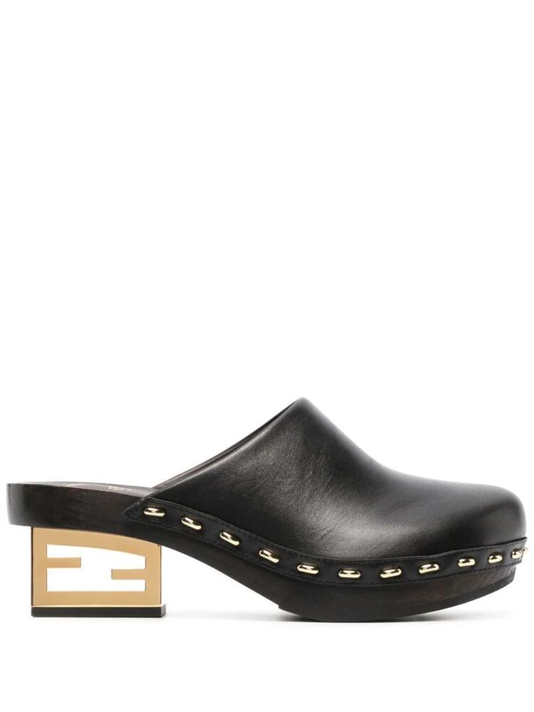 FENDI logo block-heel mules - Black Cover