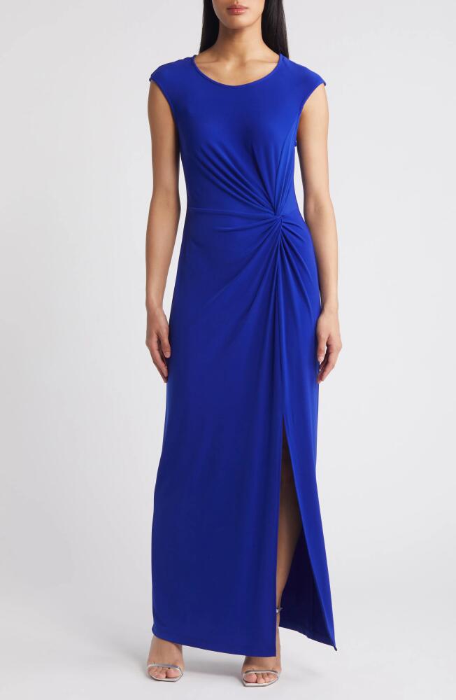 Connected Apparel Faux Wrap Maxi Dress in Deep Cobalt Cover