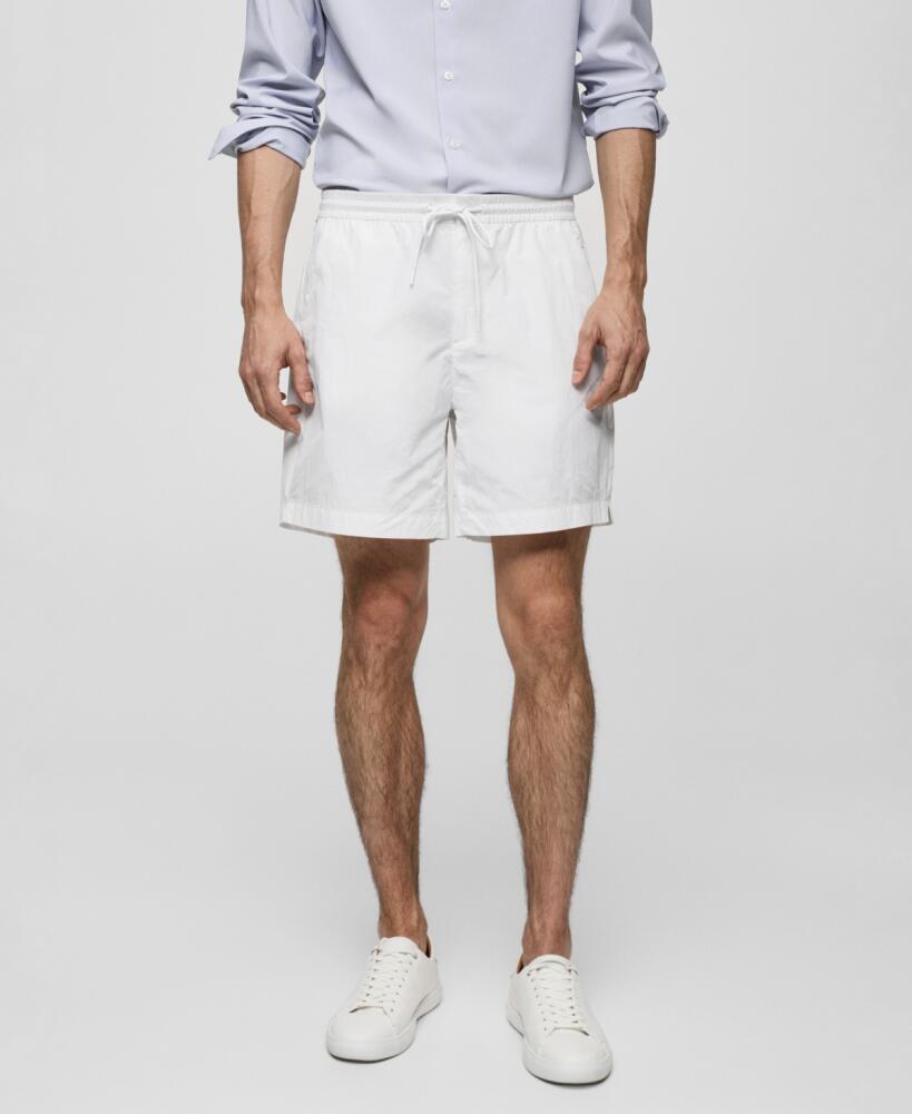 Mango Men's Water Repellent Drawstring Bermuda Shorts - Off White Cover