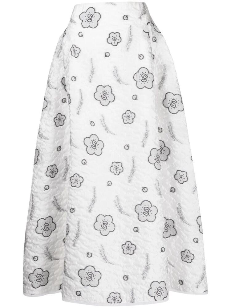 SHIATZY CHEN quilted A-line jacquard skirt - White Cover