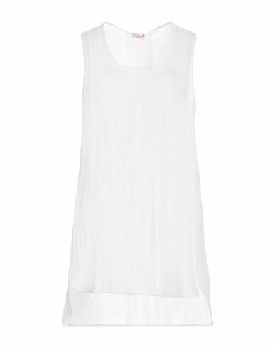 Rossopuro Woman Tank top White Cotton, Linen Cover