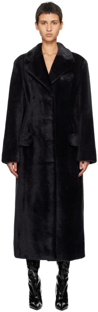 Stand Studio Black Izzy Faux-Fur Coat Cover