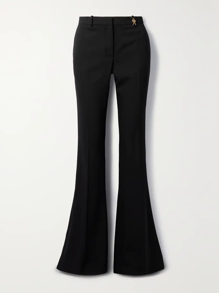 Versace - Icons Embellished Wool-blend Flared Pants - Black Cover