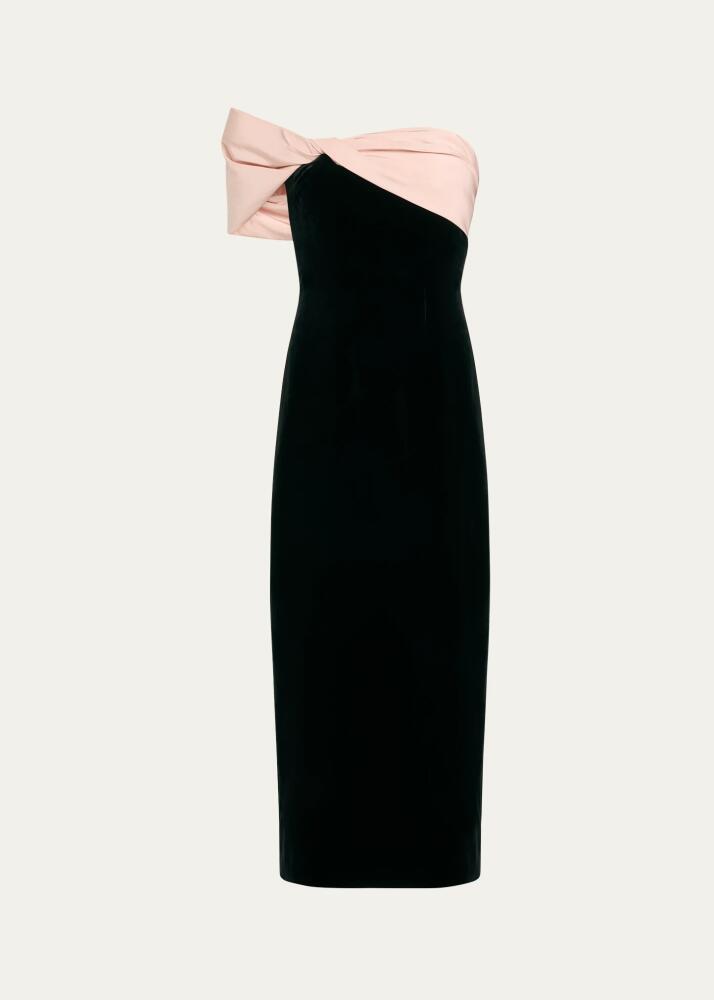 Monique Lhuillier Off-Shoulder Sheath Dress with Twist Detail Cover