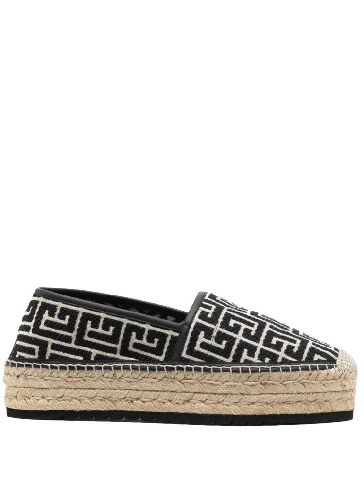 Balmain monogram-jacquard platform espadrilles - Black Cover