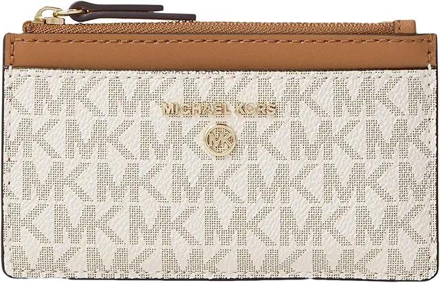 MICHAEL Michael Kors Jet Set Charm Small Slim Card Case (Vanilla/Acorn) Wallet Handbags Cover