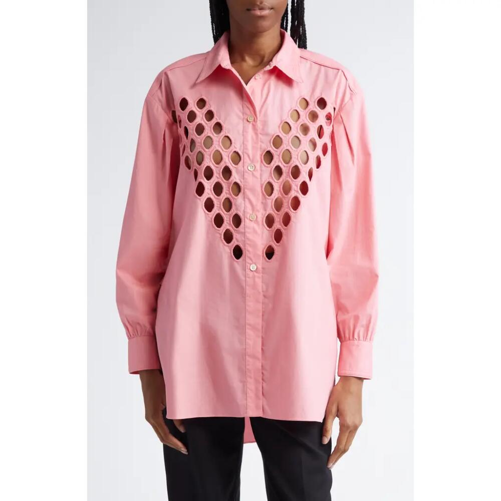 Diotima Cotton Eyelet Button-Up Shirt in Ginger Pink Cover