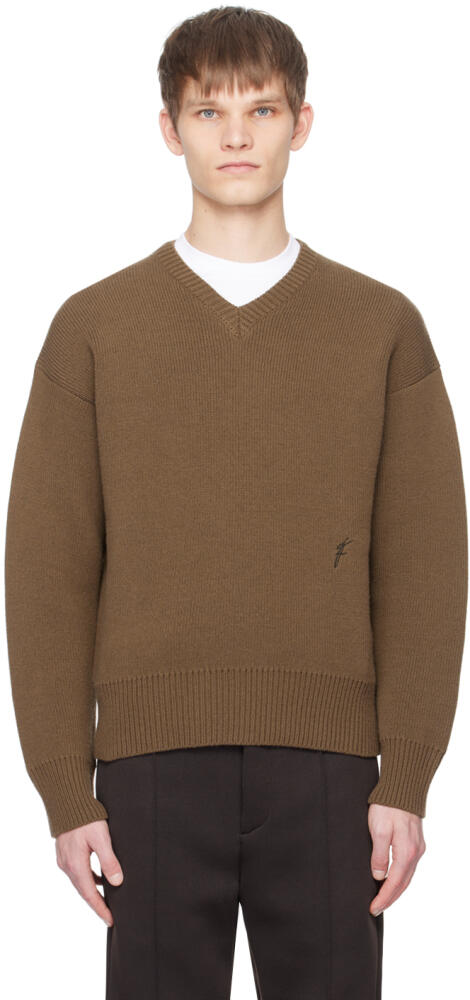 Ferragamo Brown V-Neck Sweater Cover