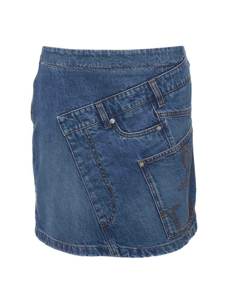 JW ANDERSON Twisted Cotton Denim Mini Skirt Cover