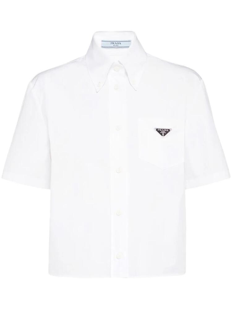 Prada triangle-logo poplin shirt - White Cover