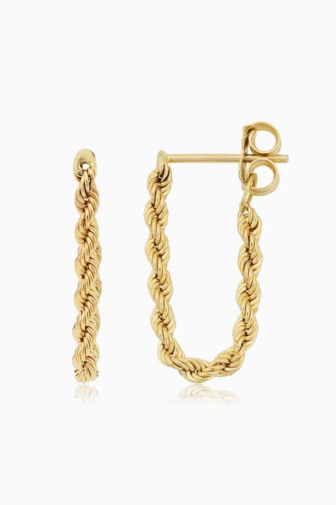 Oradina 14K Yellow Gold Roman Rope Drop Earrings Cover