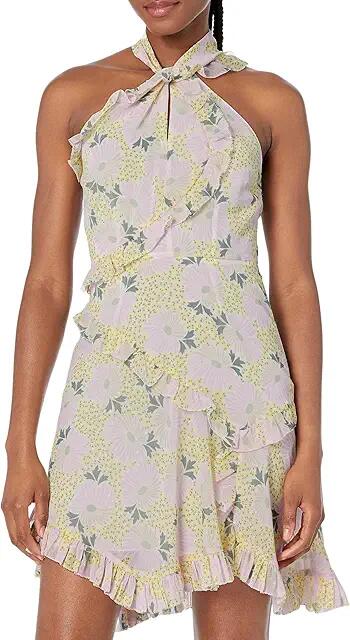 Ted Baker Suttonn Twist Neck Frill Detail Mini Dress (Light Yellow) Women's Clothing Cover