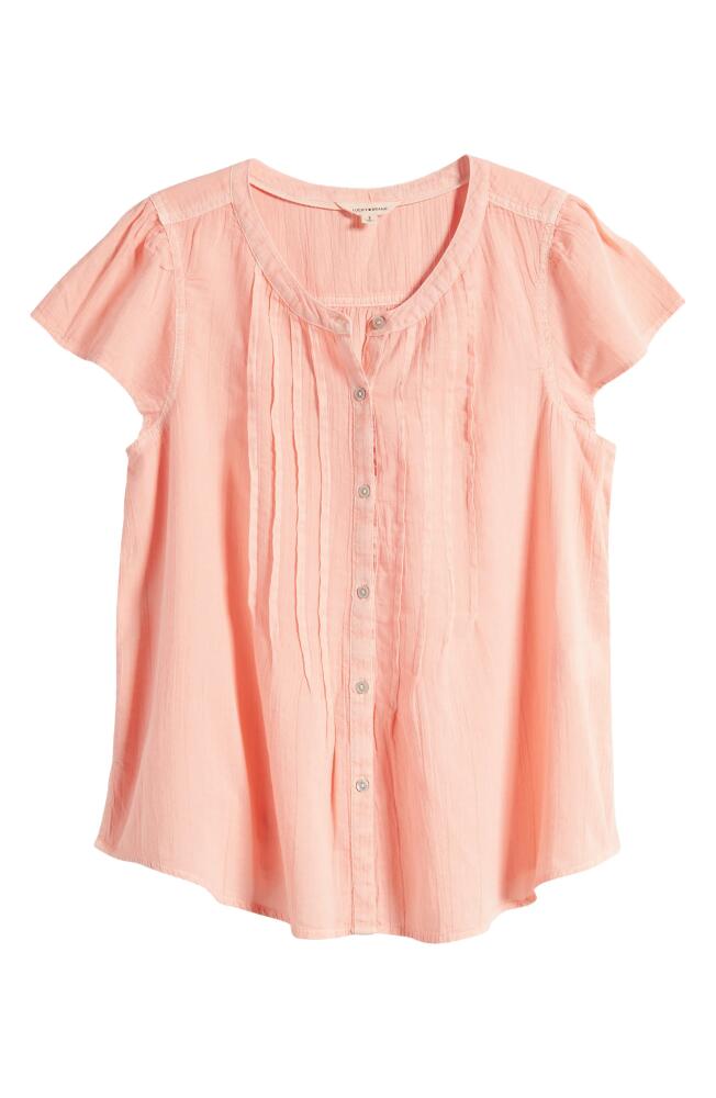 Lucky Brand Pintuck Cotton Peasant Blouse in Coral Almond Cover