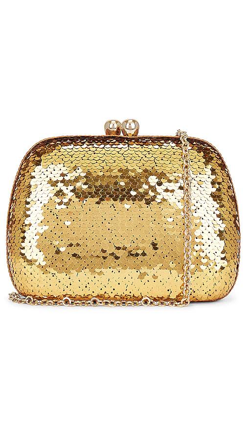 Serpui Lolita Sequin Clutch in Metallic Gold Cover