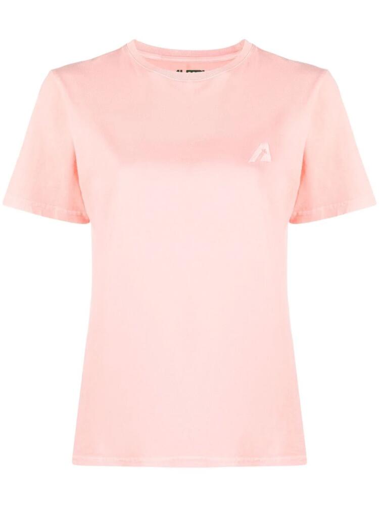 Autry logo-embroidered short-sleeved T-shirt - Pink Cover