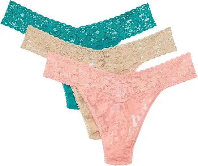 Hanky Panky Signature Lace Original Rise Thong 3 Pack (Chai/Dark Teal/Ballet Pink) Women's Underwear Cover