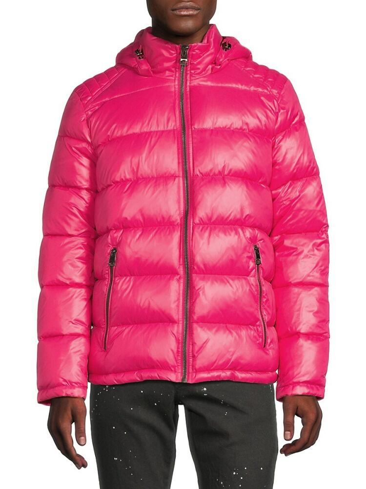 Guess Men's Quilted Zip Up Puffer Jacket - Magenta Cover