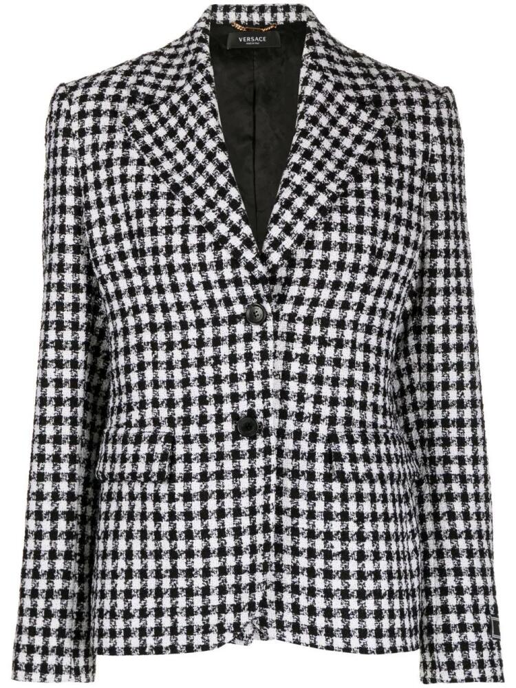 Versace dogtooth single-breasted tweed blazer - Black Cover