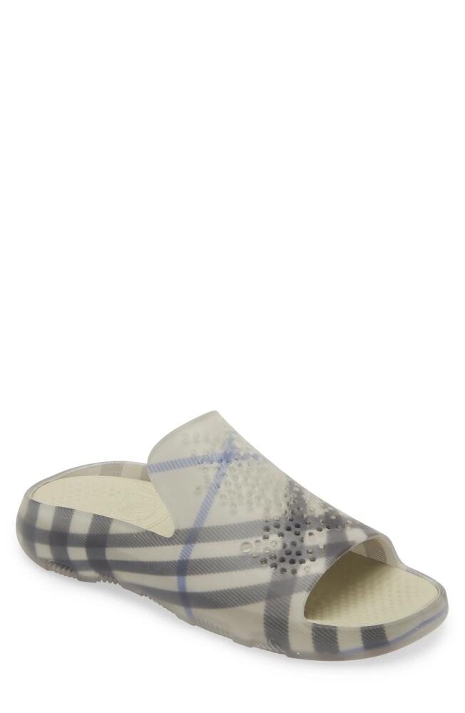 burberry Stingray Check EKD Slide Sandal in Lichen Check Cover