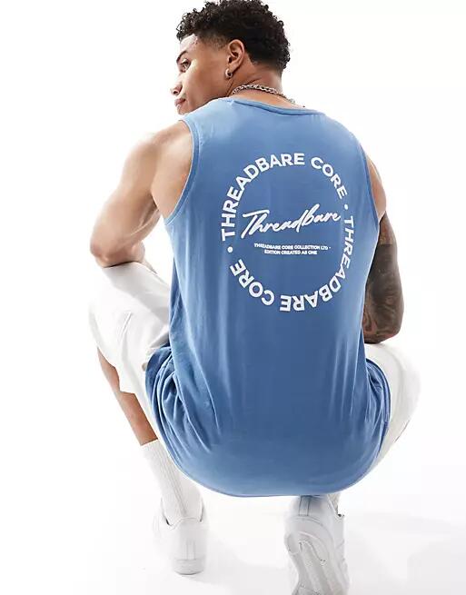 Threadbare logo print tank top in coronet blue Cover