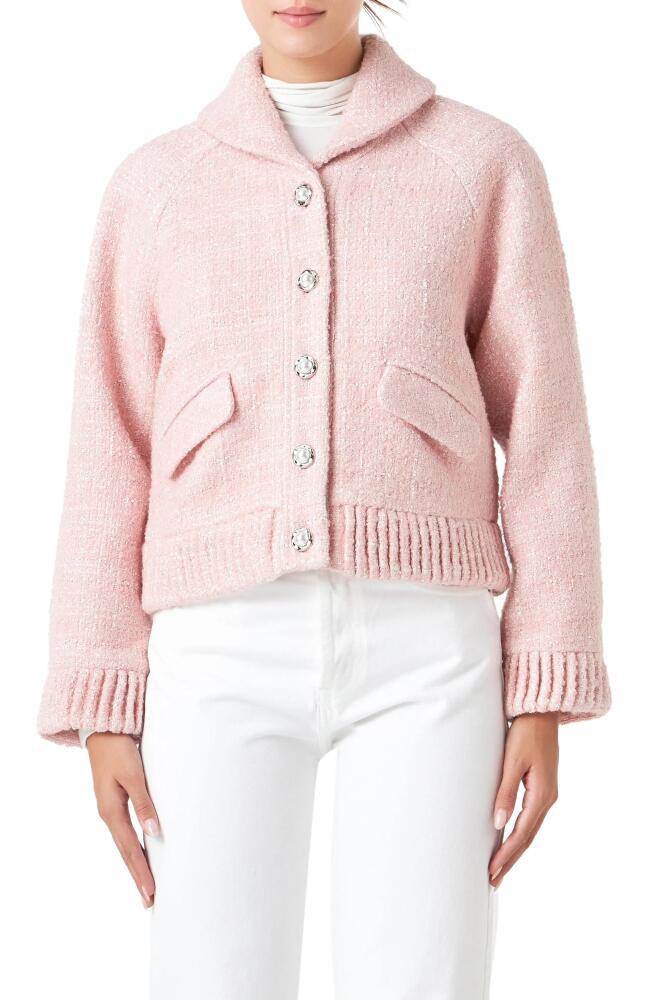 Endless Rose Metallic Tweed Jacket in Blush Pink Cover