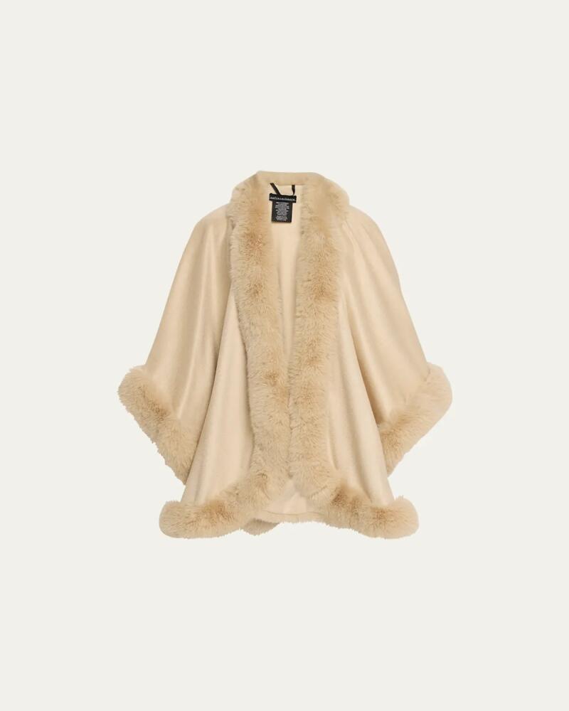 Sofia Cashmere Cashmere Cape With Faux Fur Trim Cover