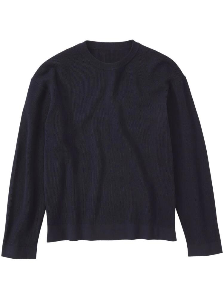 Closed crew-neck fine-knit jumper - Blue Cover