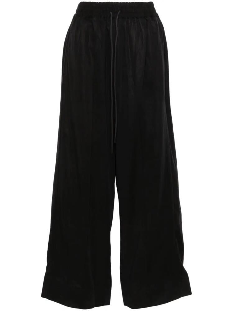 Y-3 drawstring-waist wide-leg trousers - Black Cover