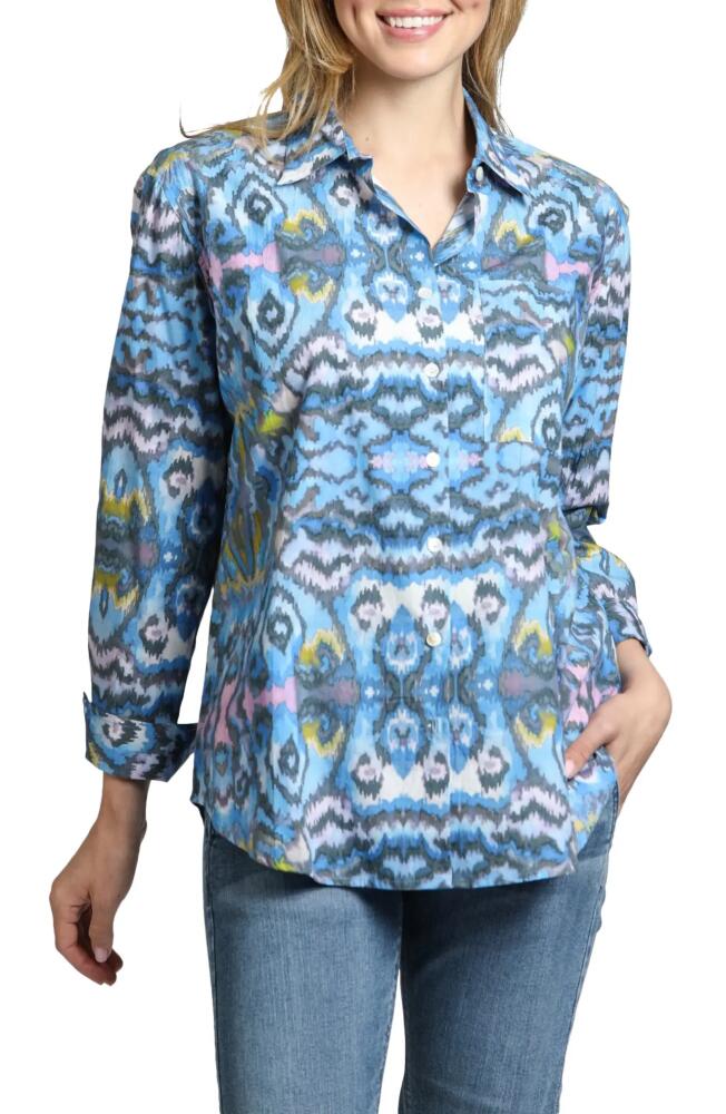 APNY Boyfriend Button-Up Top in Blue Multi Cover