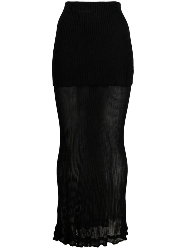 QUIRA semi-sheer ribbed maxi skirt - Black Cover