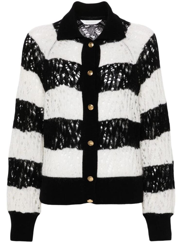 Palm Angels open-knit striped cardigan - White Cover