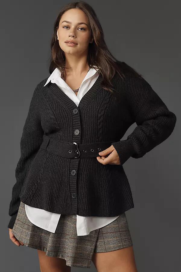 Maeve Belted Cable Cardigan Sweater Cover