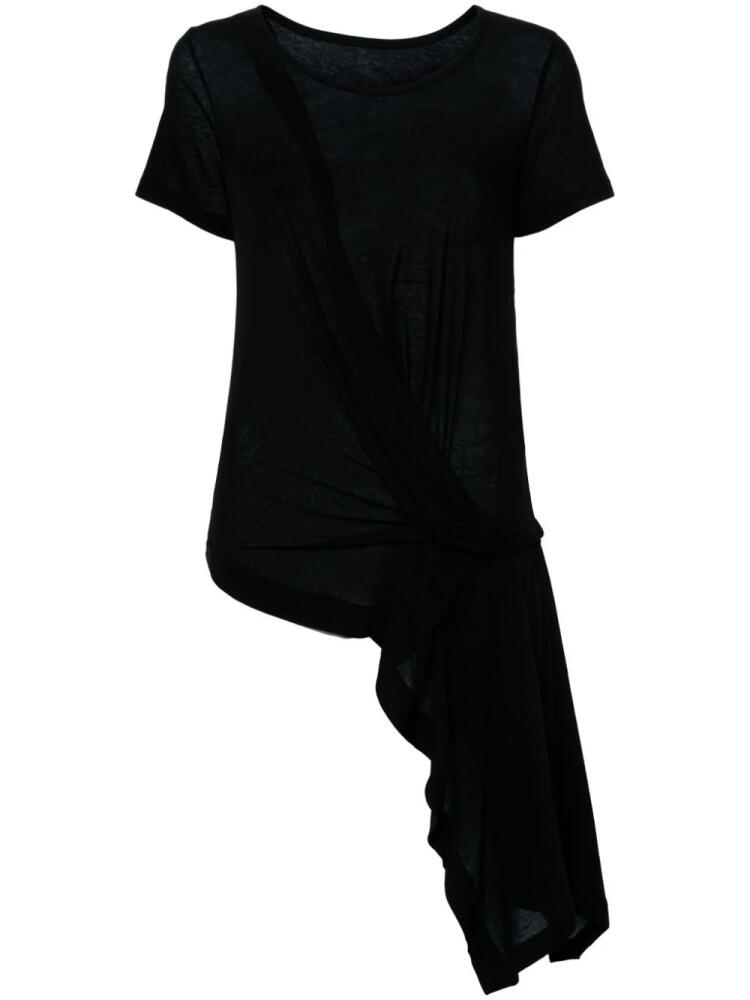 Yohji Yamamoto draped-detail asymmetric T-shirt - Black Cover