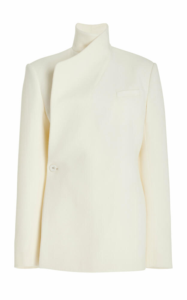 Brandon Maxwell - The Roslyn Double-Breasted Wool Crepe Jacket - Ivory Cover