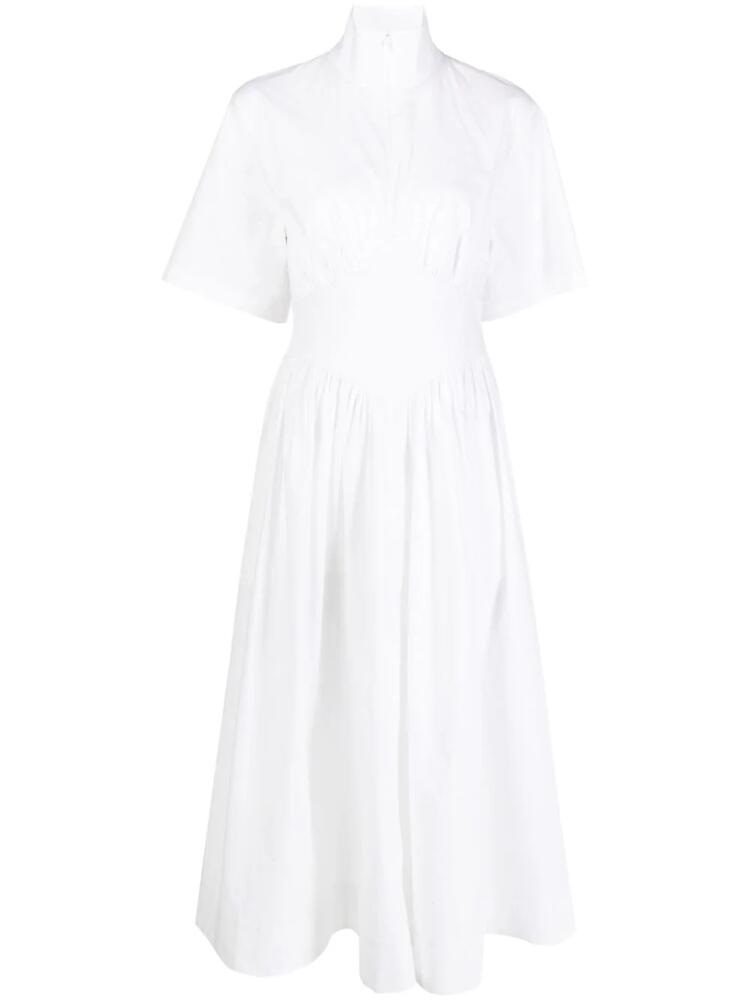 Rosetta Getty gathered-detail short-sleeve midi dress - White Cover