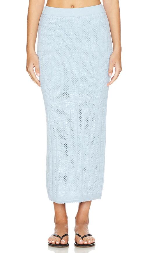 MONROW Crochet Knit Midi Skirt in Blue Cover