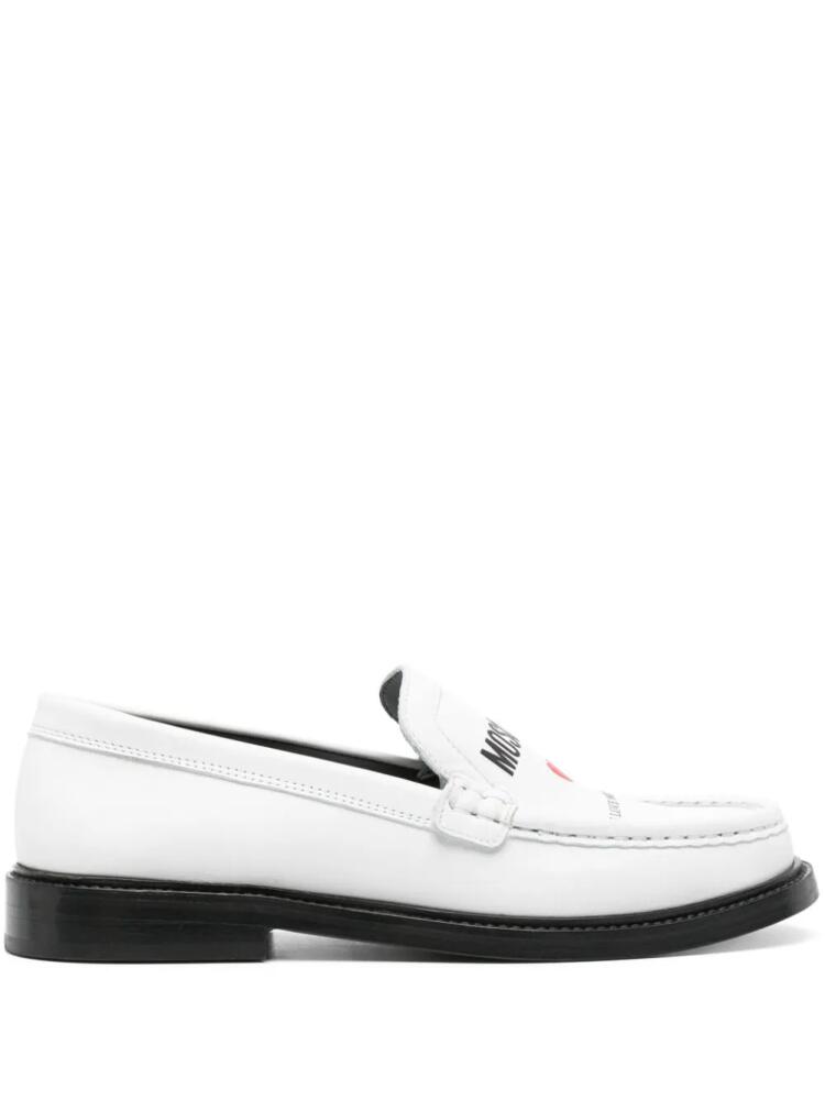 Moschino logo-print leather loafers - White Cover