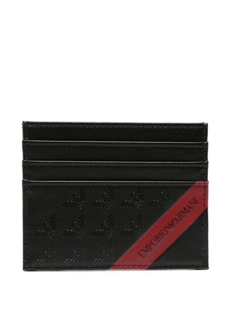 Emporio Armani logo-print faux-leather cardholder - Black Cover