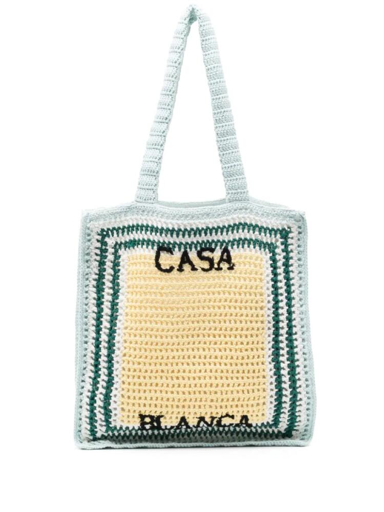 Casablanca crochet cotton tote bag - Blue Cover