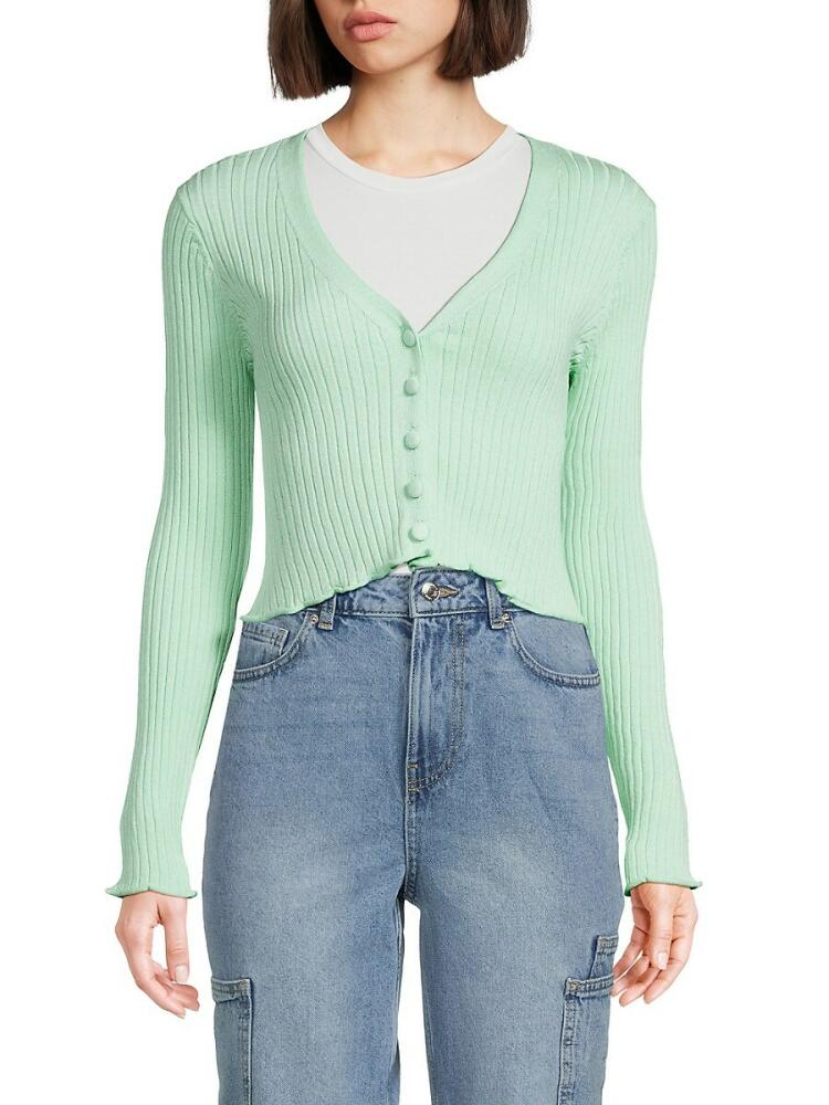 Vero Moda Women's Ribbed Cropped Cardigan - Brook Green Cover