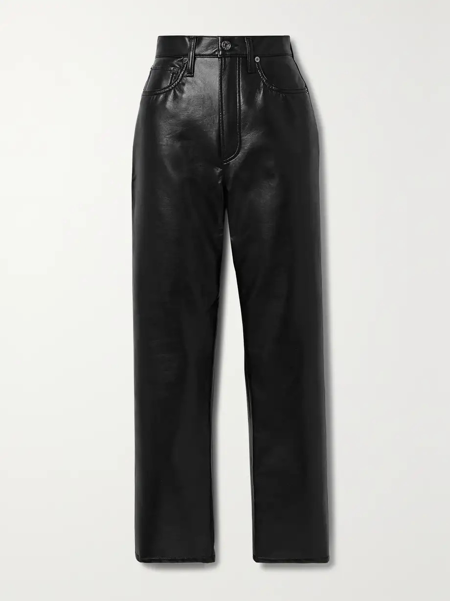 AGOLDE - + Net Sustain 90s Pinch Waist Leather-blend Straight-leg Pants - Black Cover