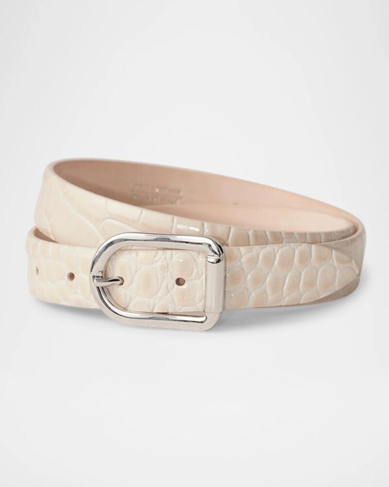 Dehanche Mija Croco-Embossed Leather Skinny Belt Cover